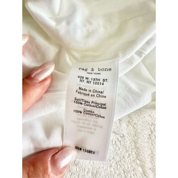 Rag and Bone WALTA - Collarless White Embroidered Button Down Belted Shirtdress - Picture 6 of 7